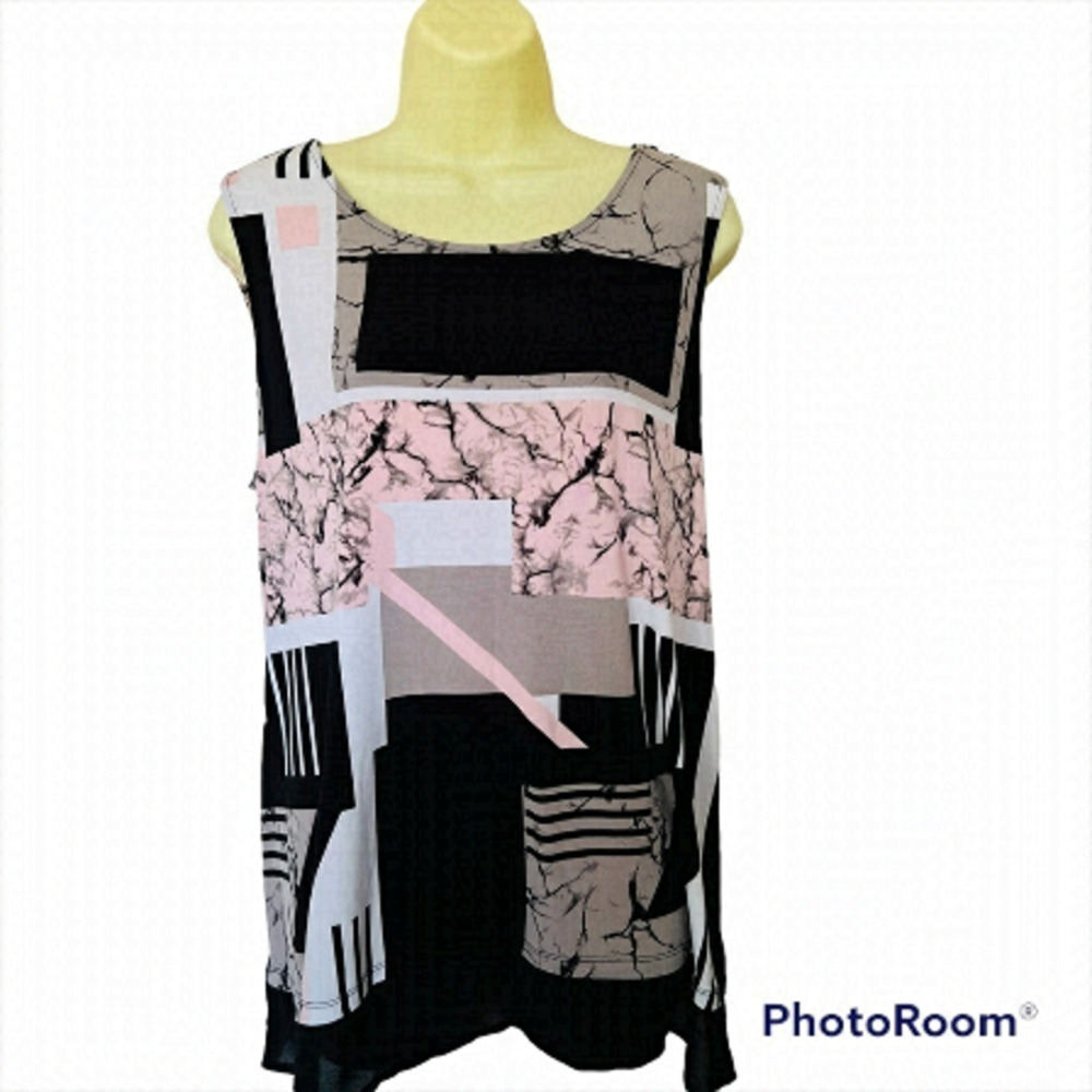 𝅺ricki's Multicolor Summer Casual Patchwork Blouse, Size XL,.